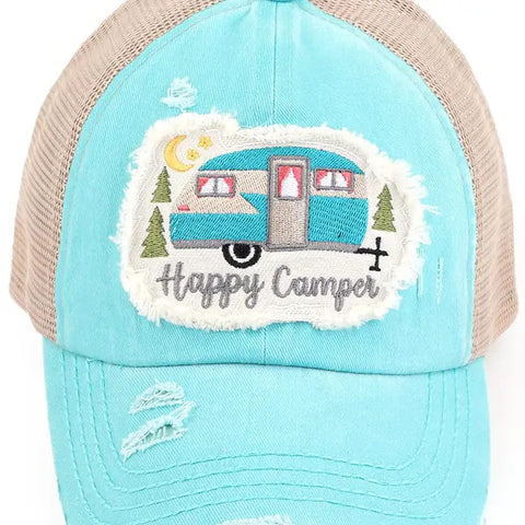 Happy Camper Distressed Hat