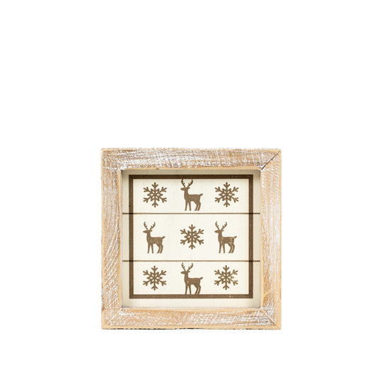 Reversible Wood Holiday Frame - Gingerbread and Deer