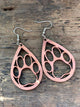 Dog Paw Wood Earrings
