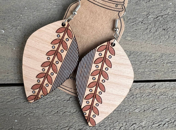 Wood Teardrop Engraved Leaf Earring Blanks, Finished Walnut Blank, DIY –  RaggedyRoseVintageDesigns
