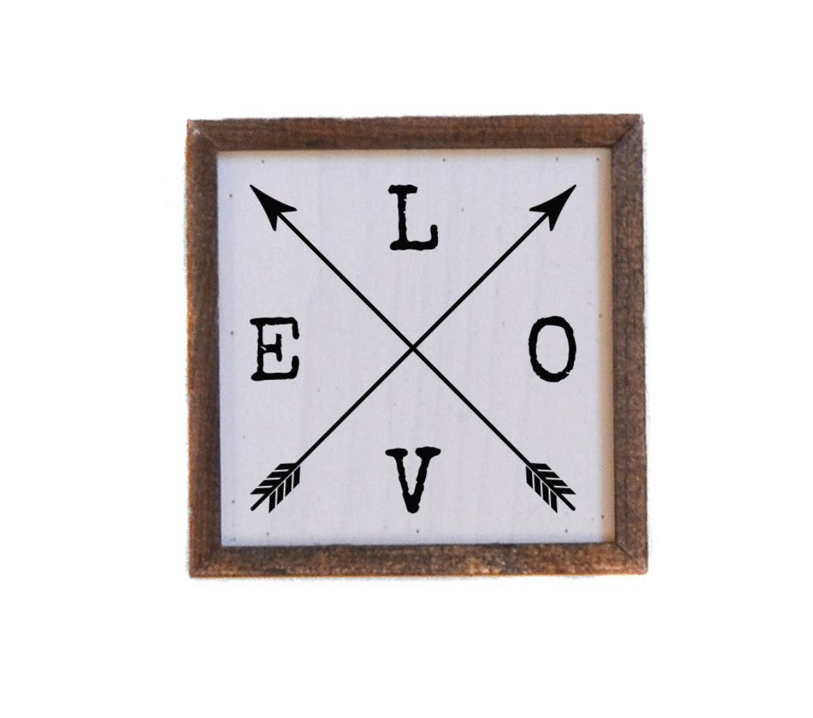 Love with Arrows Wooden Sign