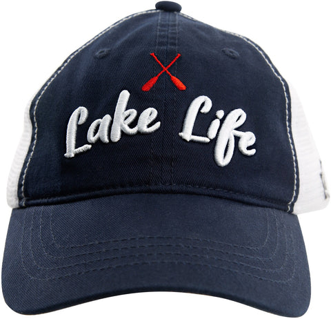 On Lake Time Distressed Trucker Hat