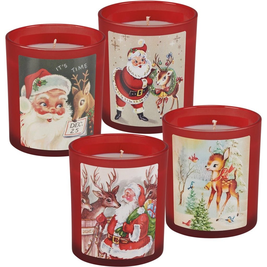 Vintage Santa & Reindeer Jar Candles