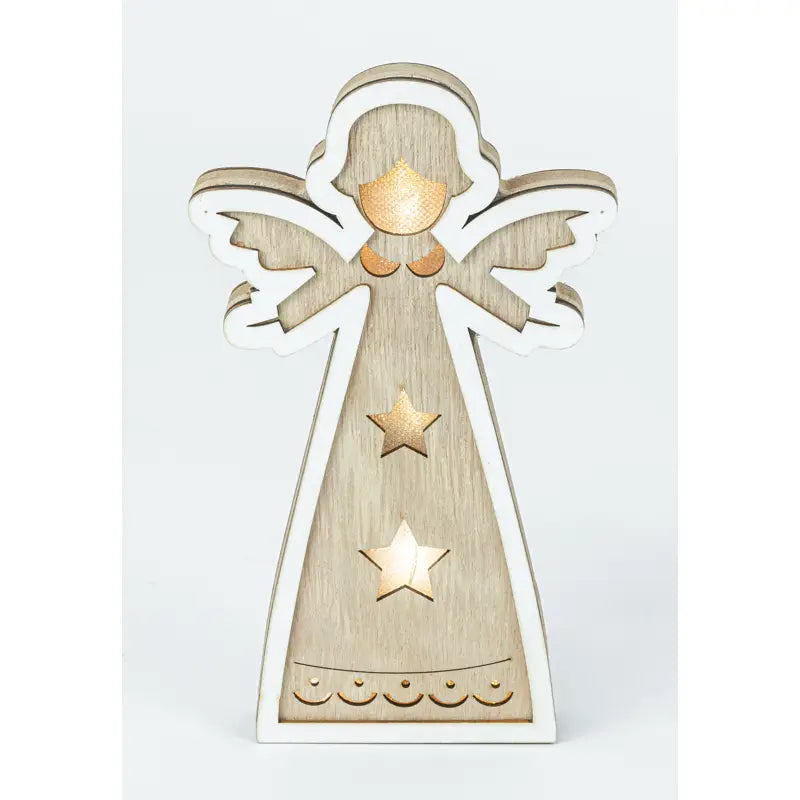 Lighted Heavenly Wooden Angel Tabletop Decor