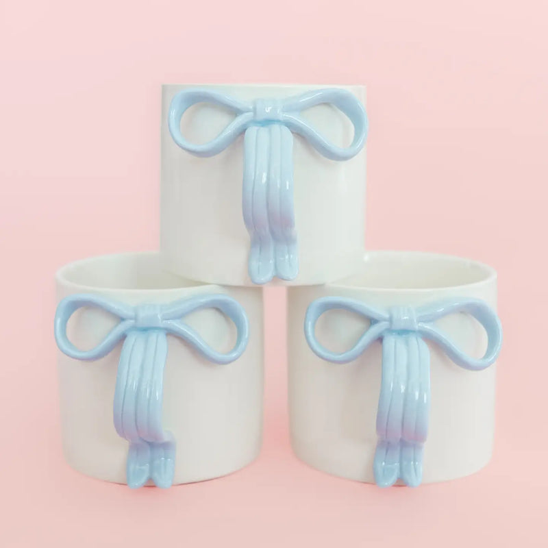 Powder Blue Bow Handle Mug