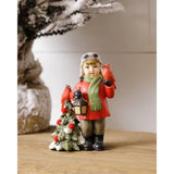 Vintage Christmas Figurine - Boy with Cardinal & Lantern