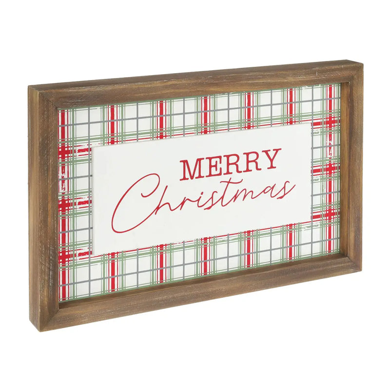 Merry Christmas Plaid Sign