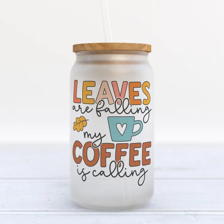 Glass Tumbler - Leaves are Falling Coffee is Calling