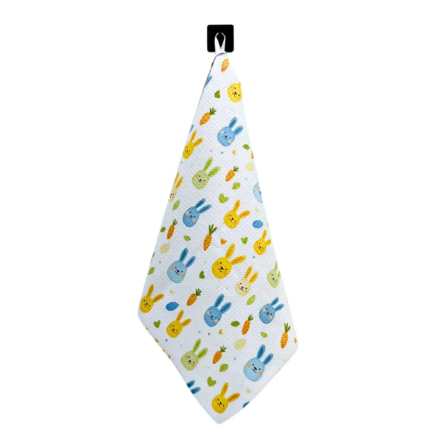 Waffle Weave Dishtowel - Easter Bunny and Carrots