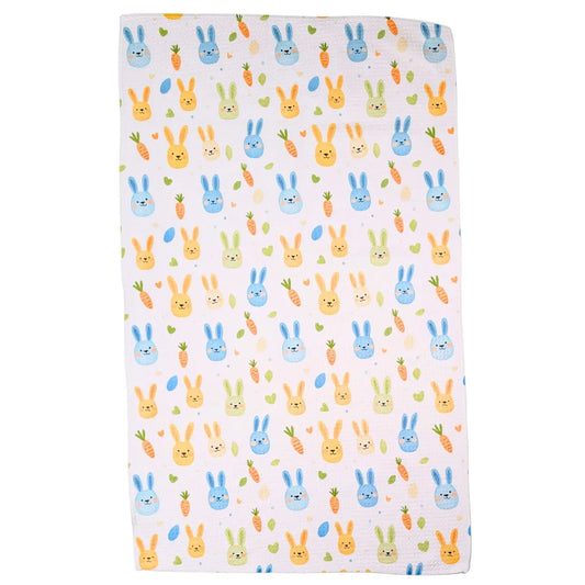 Waffle Weave Dishtowel - Easter Bunny and Carrots