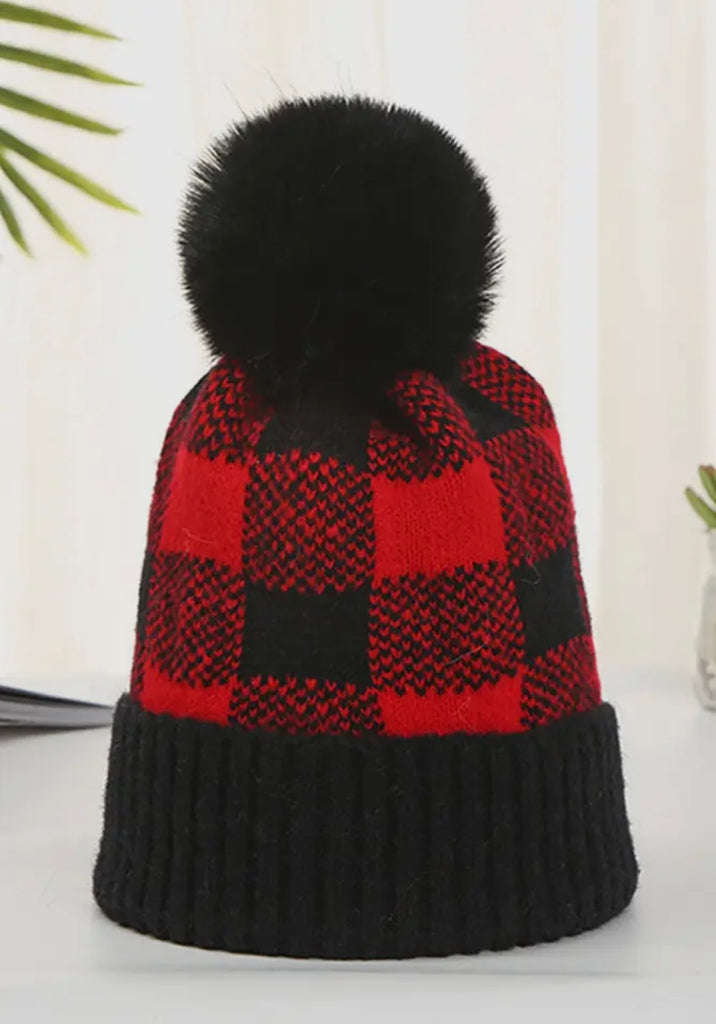 Fleece Plaid Beanie