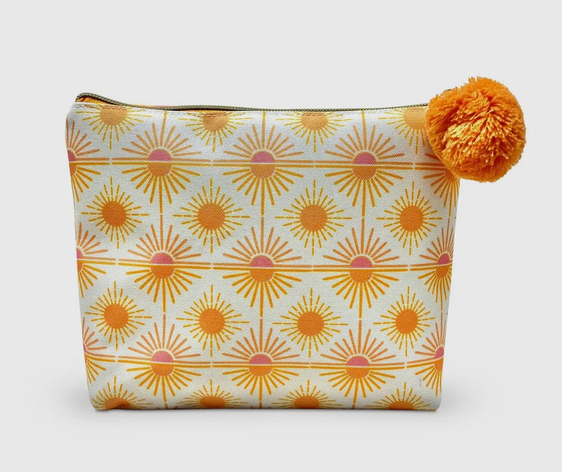 Sunburst Zipper Pouch with Pom Pom