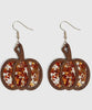 Pumpkin Glitter Wood Earrings