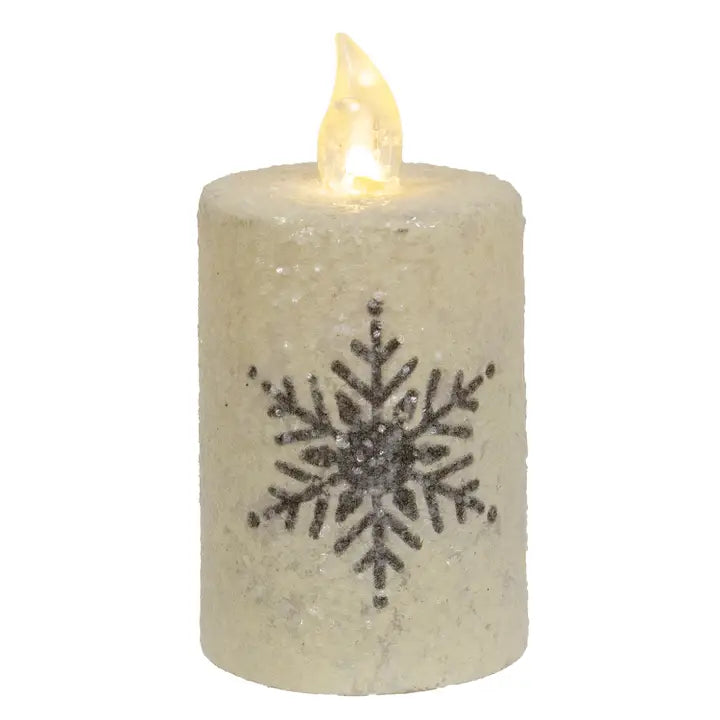 Glitter Snowflake Flicker Flame Candle