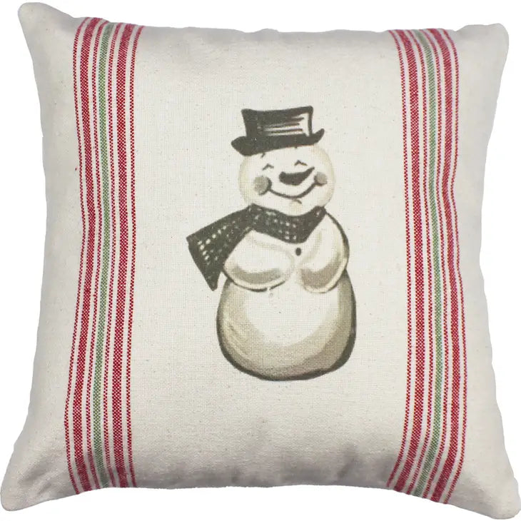 Holiday Snowman Grain Sack Pillow