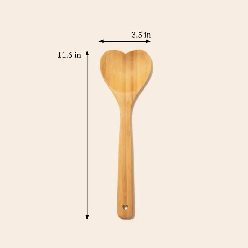 Heart Shaped Bamboo Serving Spoon