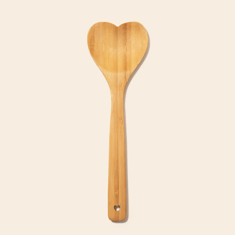 Heart Shaped Bamboo Serving Spoon
