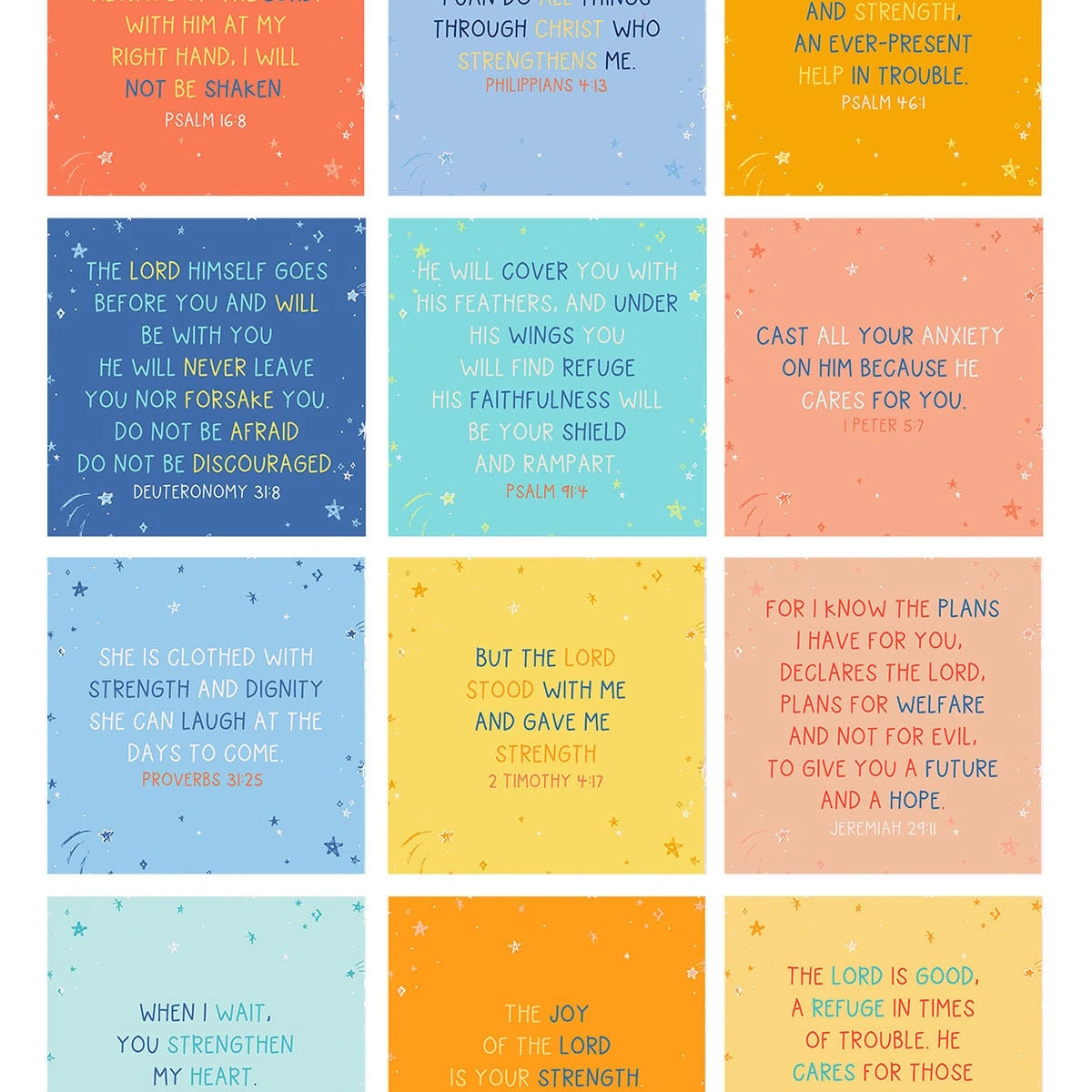 Verses for Strength – Bible Verse Card Set with Display Stand