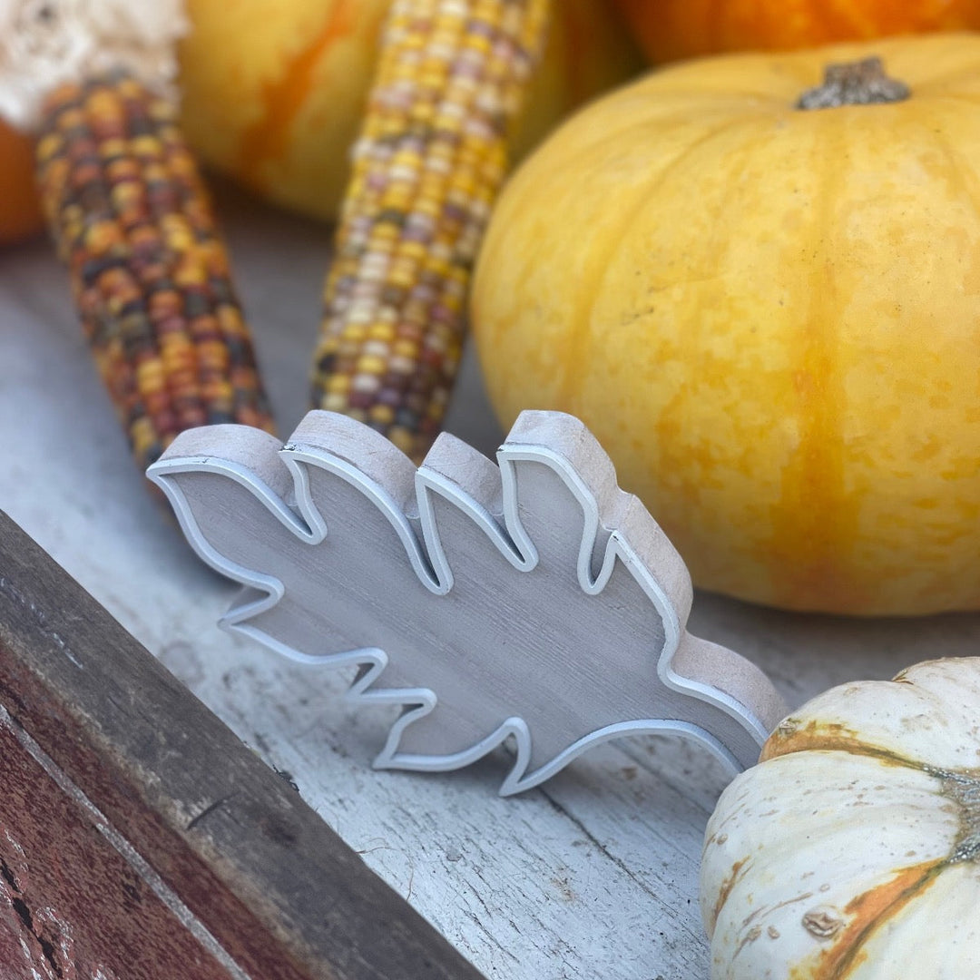 Shelf Sitter - White Fall Leaf