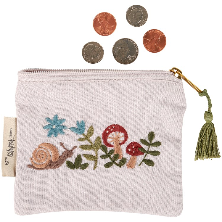 Mushroom and Snail Zipper Wallet