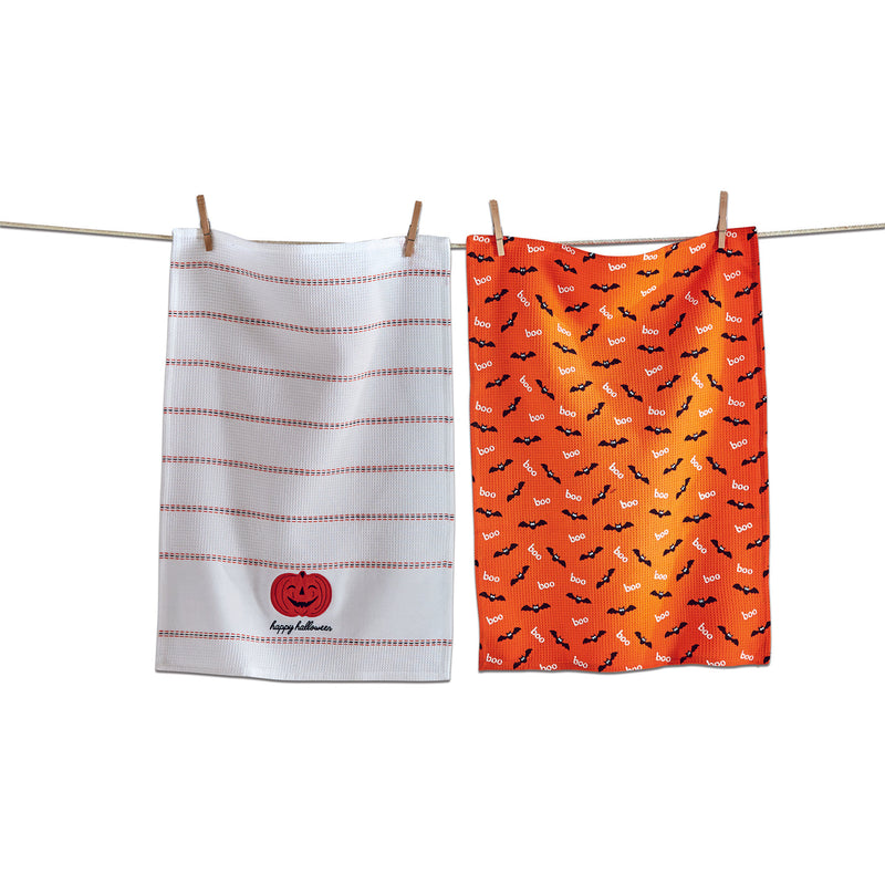 Happy Halloween Waffle Weave Dishtowels Set of 2