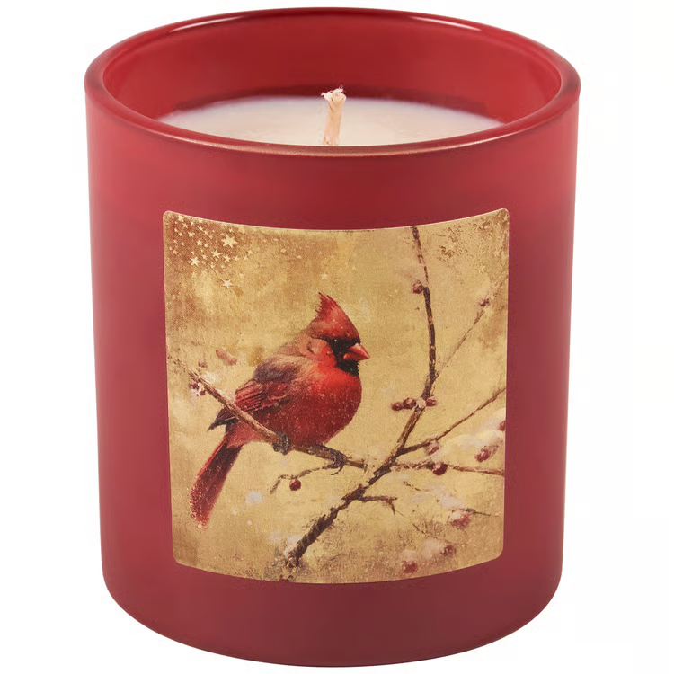 Snowy Cardinal Candle