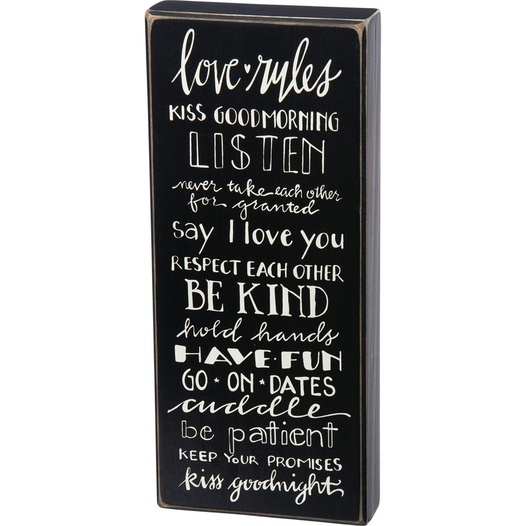 Love Rules Box Sign