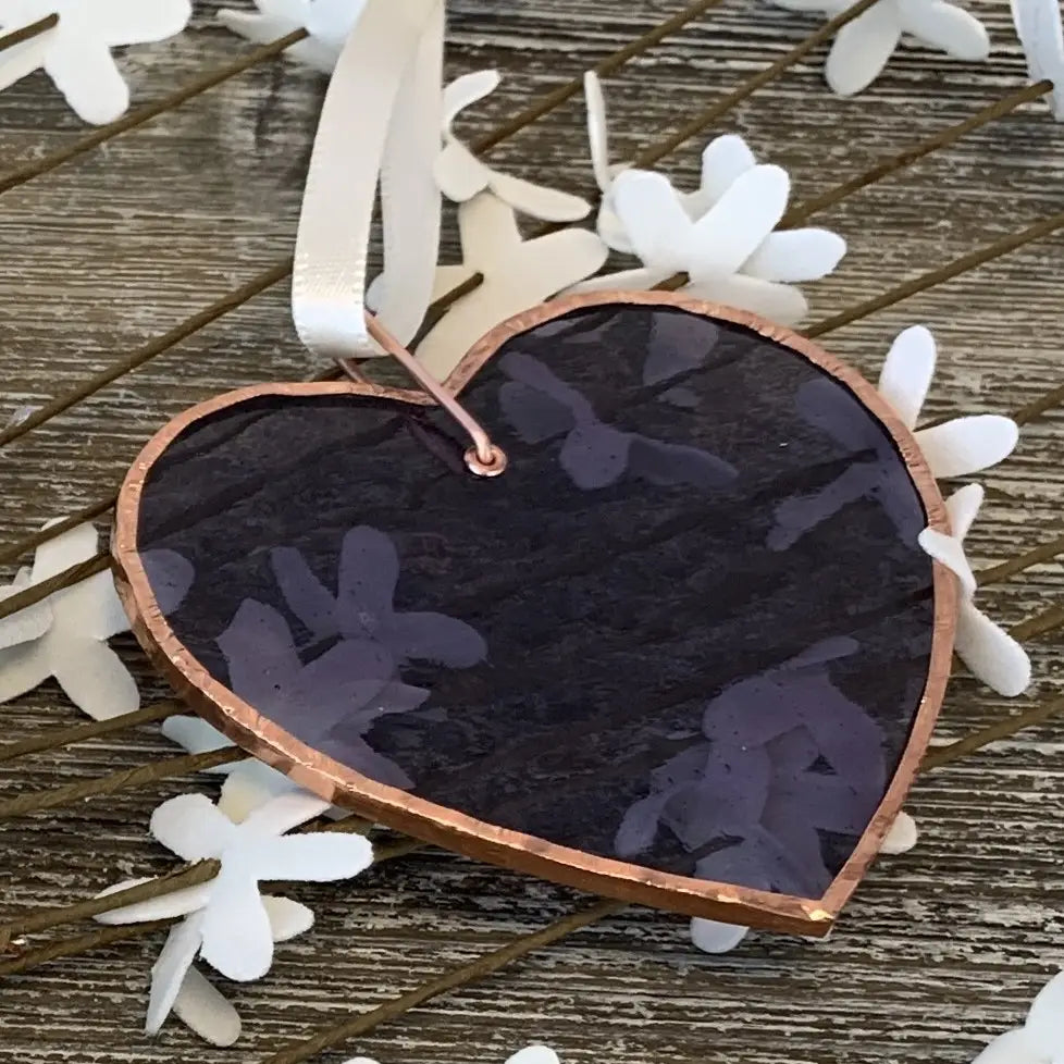 Mom Handmade Stained Glass Heart Ornament