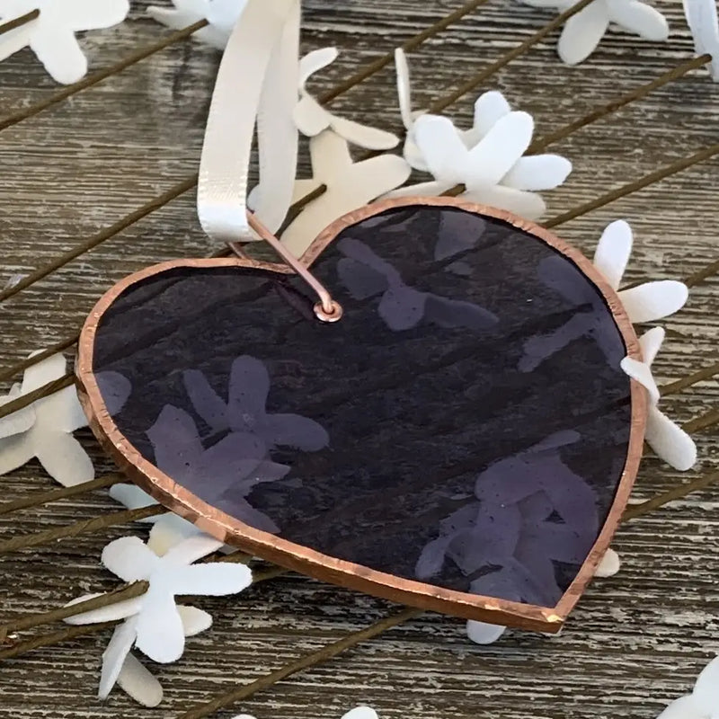 Mom Handmade Stained Glass Heart Ornament