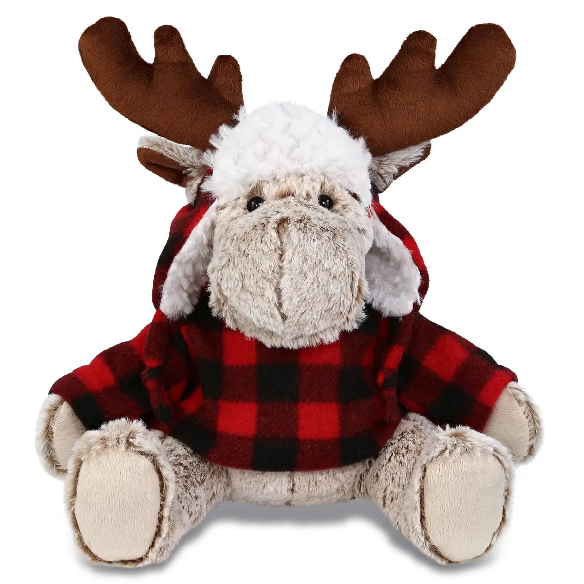 Plush Moose in Plaid Sweater