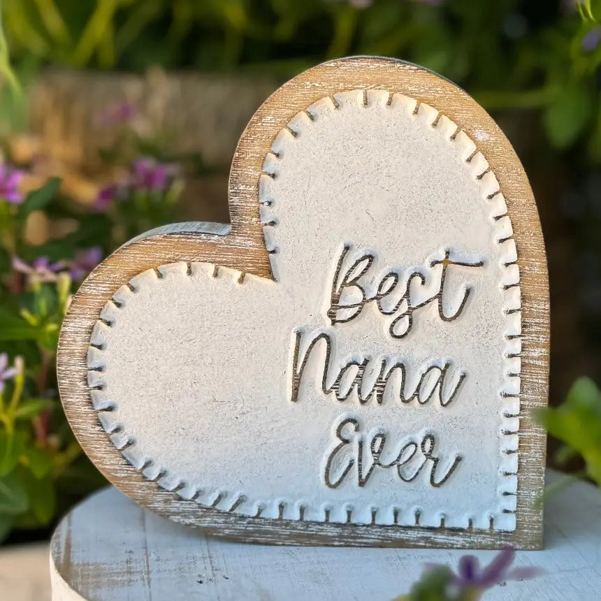 Carved Heart Sitter - Best Nana