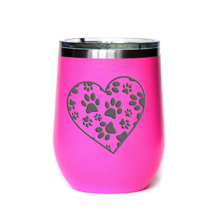 Pawprint Heart Wine Tumbler