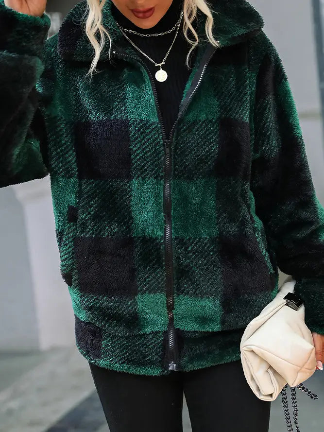 Plaid Fluffy Coat