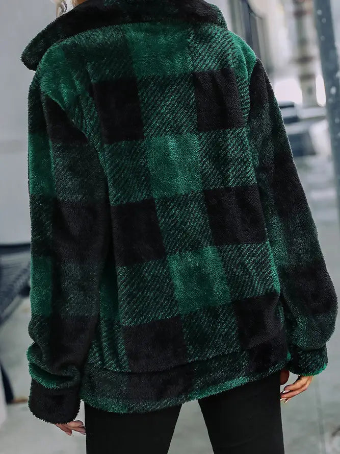 Plaid Fluffy Coat