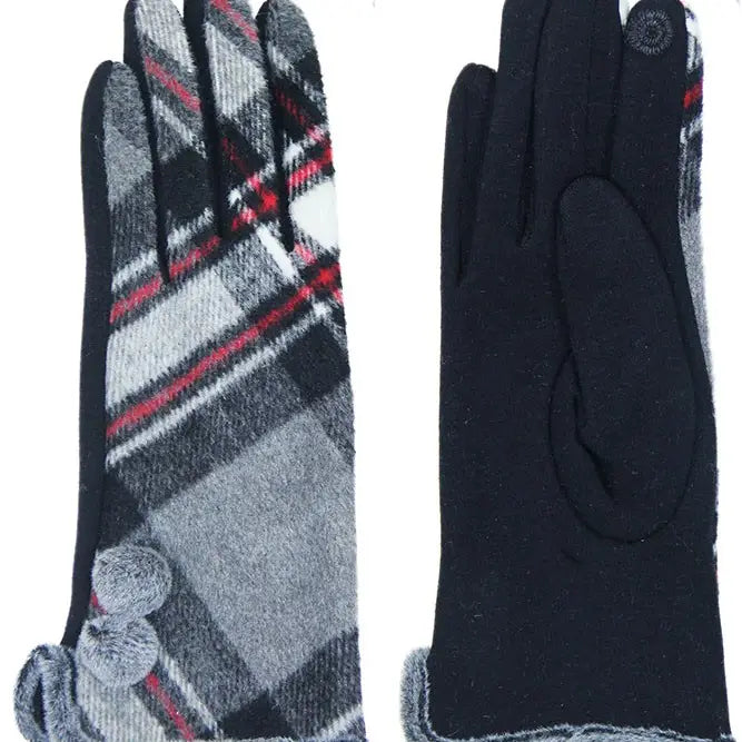 Plaid And Check Designer Touch Screen Gloves