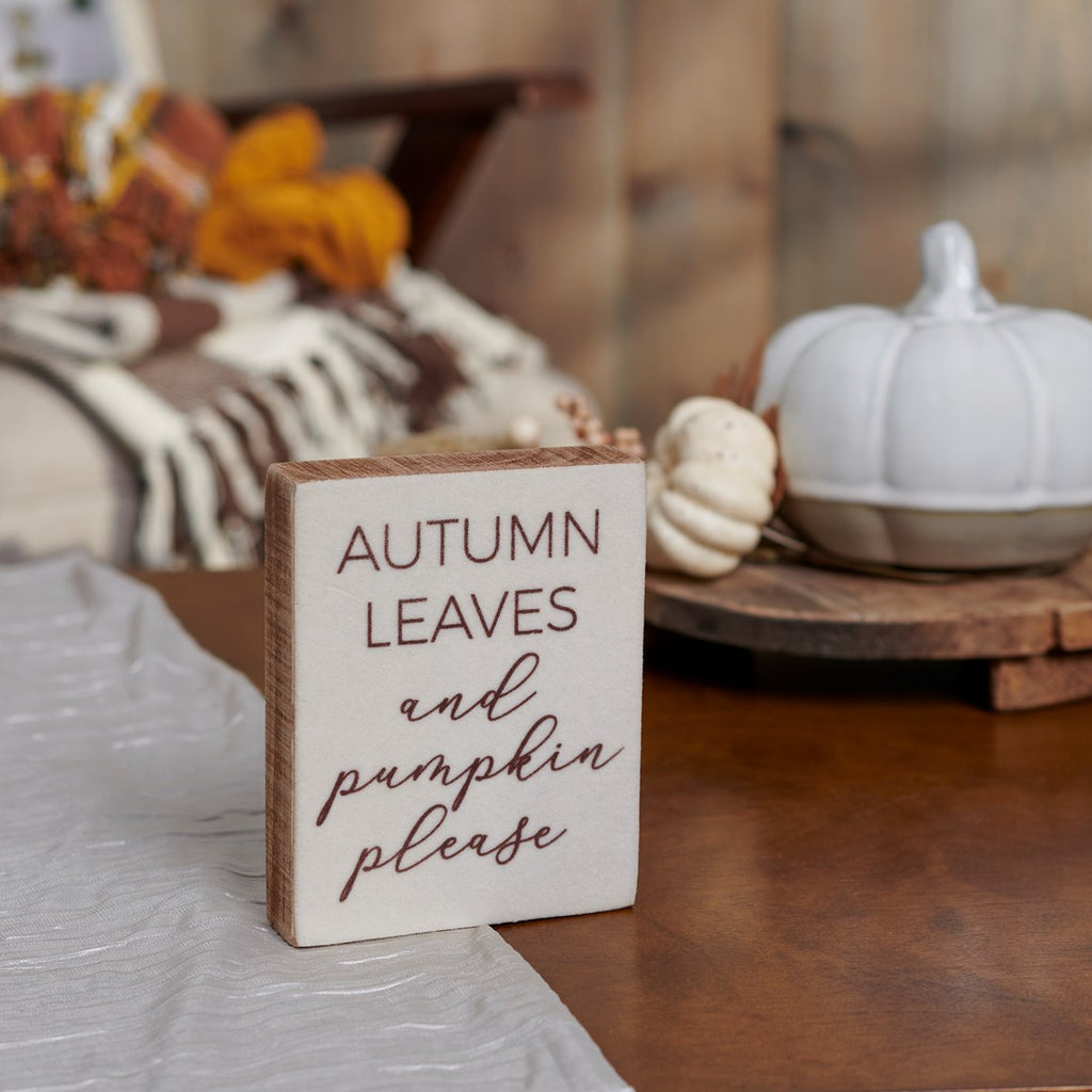 Autumn Leaves Pumpkins Please Block Sign