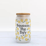 Squeeze the Day Lemon Frosted Glass Tumbler