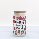 Feeling Berry Good Strawberry Frosted  Glass Tumbler