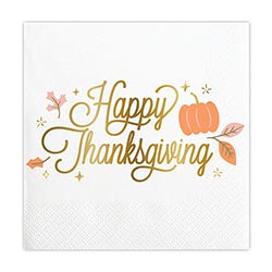 Foil Beverage Napkins - Happy Thanksgiving