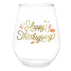 Happy Thanksgiving Jumbo Stemless Wine Glass
