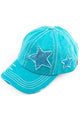 Glitter Star Distressed Ponytail Hat