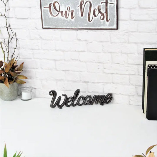 Elegant Cast Iron Welcome Table Decor'