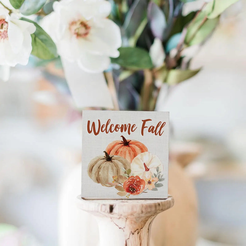 Mini Block Sign - Welcome Fall