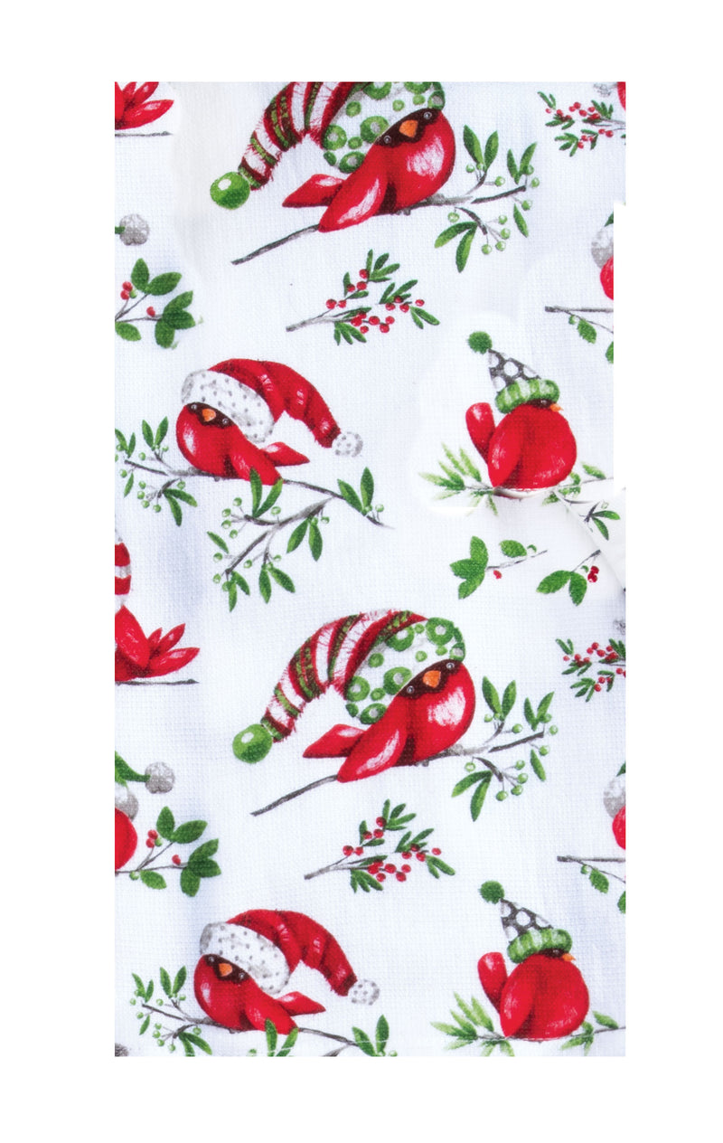 Playful Holiday Cardinal - Dual Purpose Terry Dishtowel