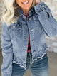 Denim Jacket - Beau Blue with Ruffle Hem
