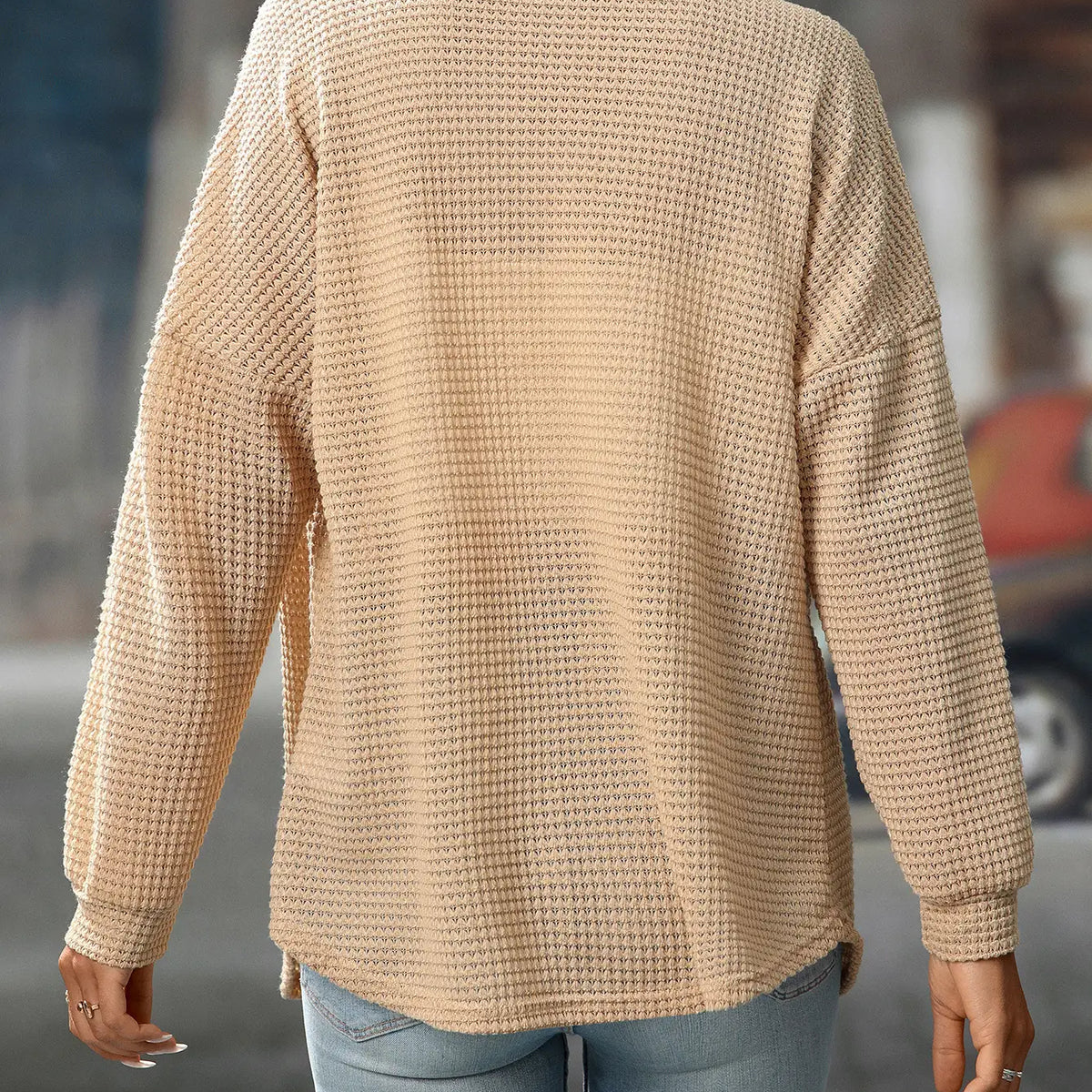 Waffle Knit Button Down Shacket