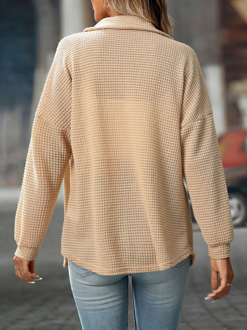 Waffle Knit Button Down Shacket