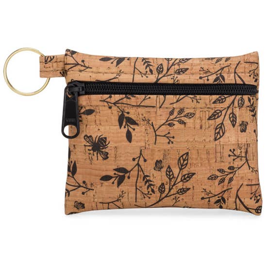 Cork & Faux Leather Key Chain Coin Purse