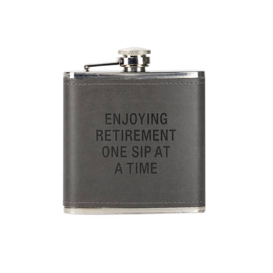 Enjoying Retirement Leather Flask