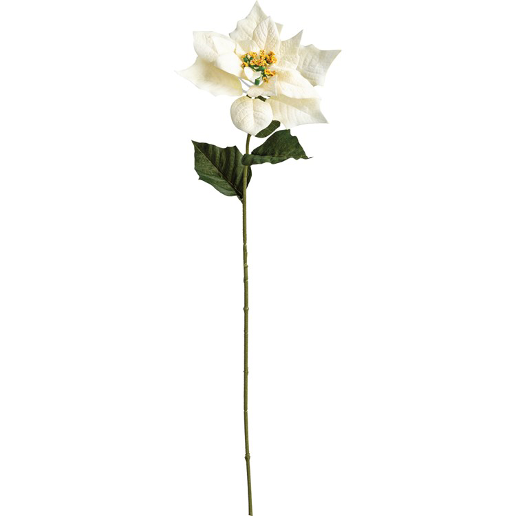 Large White Poinsettia Pick